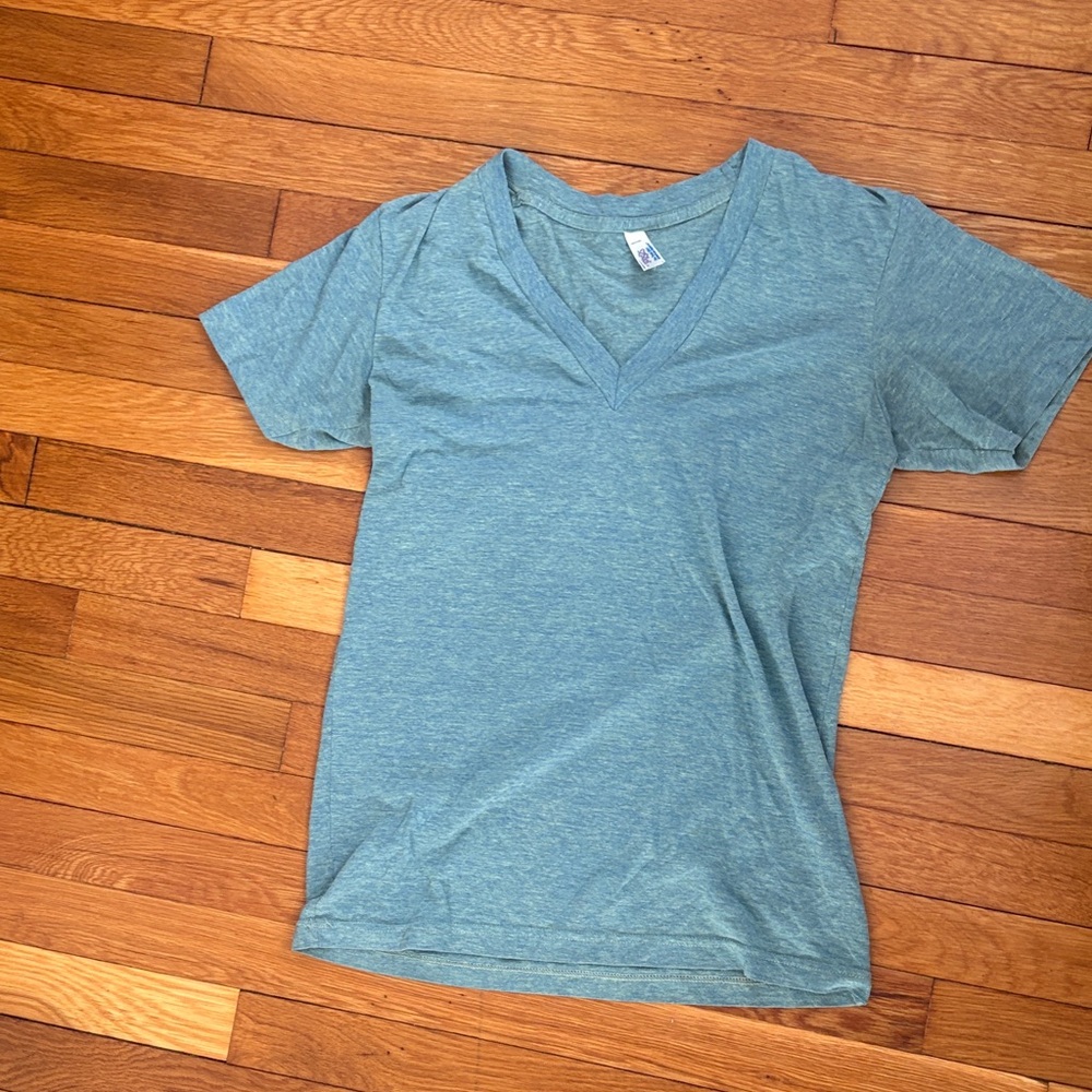 American Apparel Light Blue V-Neck Short Sleeve Tee